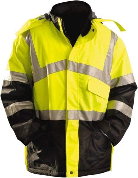 OccuNomix - Size L Cold Weather Parka - High Visbility Yellow, Polyester, Zipper Closure - A1 Tooling