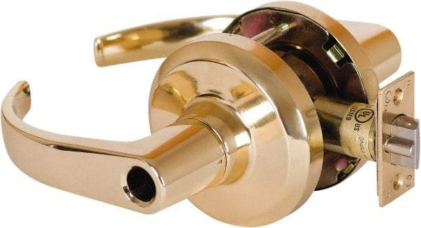 Stanley - Grade 1 Entrance Lever Lockset - 2-3/4" Back Set, Key In Lever Cylinder, Brass Alloy, Bright Brass Finish - A1 Tooling