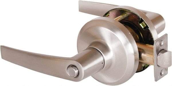 Stanley - Grade 1 Privacy Lever Lockset - 2-3/4" Back Set, Keyless Cylinder, Brass Alloy, Satin Nickel Finish - A1 Tooling