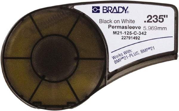 Brady - 0.235" Wide, White Heat Shrinkable Polyolefin Heat Shrink Tubing - For BMP21 Plus Portable Label Printer - A1 Tooling