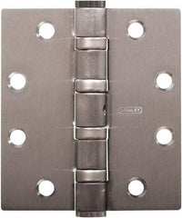 Stanley - 4-1/2" Long x 4" Wide 304 Stainless Steel Full Mortise Hinge - Satin Stainless Steel Finish, 5 Knuckles, 8 Holes - A1 Tooling