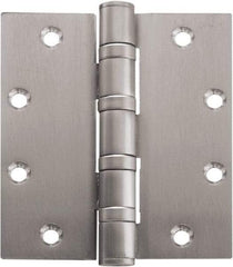 Stanley - 5" Long x 5" Wide Carbon Alloy Steel Full Mortise Hinge - Satin Chrome Plated Finish, 5 Knuckles, 8 Holes - A1 Tooling