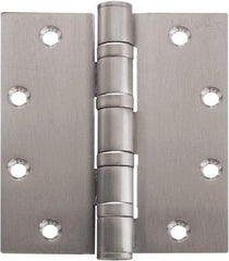 Stanley - 4-1/2" Long x 4" Wide Carbon Alloy Steel Full Mortise Hinge - Satin Chrome Plated Finish, 5 Knuckles, 8 Holes - A1 Tooling