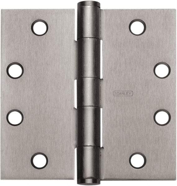 Stanley - 4" Long x 4" Wide 304 Stainless Steel Full Mortise Hinge - Satin Stainless Steel Finish, 5 Knuckles, 8 Holes - A1 Tooling