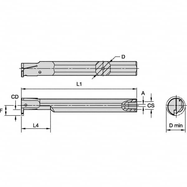 Kennametal - 20mm Min Bore Diam, 150mm OAL, 5/8" Shank Diam, A-EVE Indexable Boring Bar - 1-1/4" Max Bore Depth, EG0160M1FP02 Insert - A1 Tooling