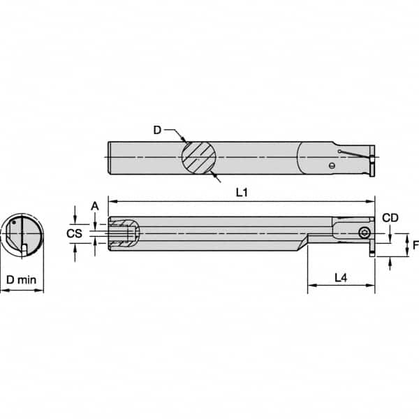 Kennametal - 20mm Min Bore Diam, 150mm OAL, 16mm Shank Diam, A-EVE Indexable Boring Bar - 32mm Max Bore Depth, EG0160M1FP02 Insert - A1 Tooling