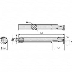 Kennametal - 20mm Min Bore Diam, 150mm OAL, 16mm Shank Diam, A-EVE Indexable Boring Bar - 32mm Max Bore Depth, EG0160M1FP02 Insert - A1 Tooling