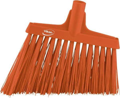 Vikan - 11-3/4" Wide, Orange Polyester Bristles, Angled Broom - Water Resistant - A1 Tooling