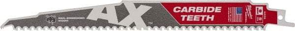 Milwaukee Tool - 9" Long x 1" Thick, Bi-Metal Reciprocating Saw Blade - Tapered Profile, 5 TPI, Toothed Edge, Universal Shank - A1 Tooling