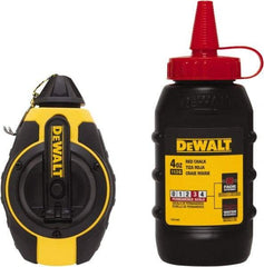 DeWALT - 100' Long Reel & Chalk Set - Yellow & Black, Includes 4 oz Red Chalk - A1 Tooling