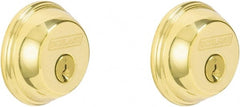 Schlage - 1-3/8 to 2-1/4" Door Thickness, Bright Brass Finish, Key Operated Deadbolt - Exact Industrial Supply