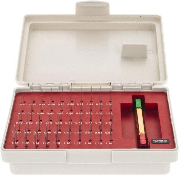 SPI - 55 Piece, 0.2-1.28mm Diameter Plug and Pin Gage Set - Plus 0.005mm Tolerance, Class ZZ - A1 Tooling