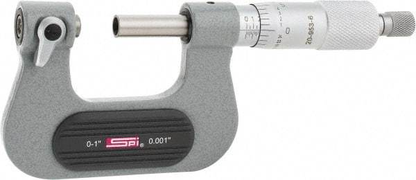 SPI - 0 to 1" Range, Mechanical Screw Thread Micrometer - Ratchet Stop Thimble, 0.001" Graduation, +/- 0.0002" Accuracy - A1 Tooling