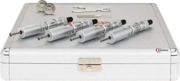 SPI - 4 Piece, 0.12 to 0.28", Chrome Plated Coated, Mechanical Inside Micrometer Set - 0.0001" Graduation, Ratchet Stop Thimble, (2) Setting Rings Included - A1 Tooling