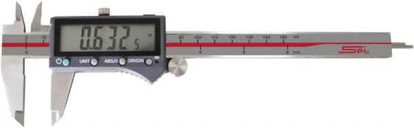 SPI - 0 to 6" Range 0.0005" Resolution, IP54 Electronic Caliper - Stainless Steel with 1-1/2" Stainless Steel Jaws, 0.001" Accuracy, Wireless Output - A1 Tooling