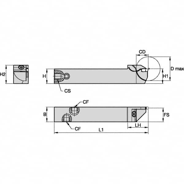 Kennametal - External Thread, 16mm Max Cut of Depth, 3mm Min Groove Width, 125mm OAL, Right Hand Indexable Grooving Cutoff Toolholder - 20mm Shank Height x 20mm Shank Width, EG0300M03P02 Insert Style, EVSC Toolholder Style, Series Beyond Evolution - A1 Tooling