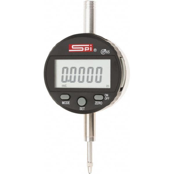 SPI - 0 to 1/2" Range, 0.0005" Graduation, Electronic Drop Indicator - Flat & Lug Back, Accurate to 0.0008", Inch & Metric System, Digital Display - A1 Tooling