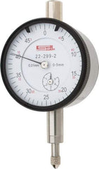 SPI - 5mm Range, 0-50 Dial Reading, 0.01mm Graduation Dial Drop Indicator - 42mm Dial, 0.5mm Range per Revolution, 0.016mm Accuracy, Includes NIST Traceability Certification - A1 Tooling