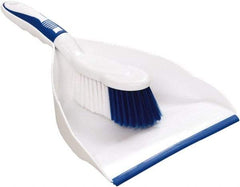 Harper Brush - 8" Wide x 7" Deep x 4" High Handheld Dustpan with Brush - Plastic Body, 5" Handle, White - A1 Tooling