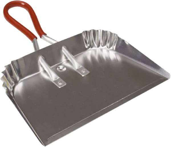 Harper Brush - 17" Wide x 10" Deep x 4" High Handheld Dustpan - Aluminum Body, 9" Aluminum Handle, Silver - A1 Tooling