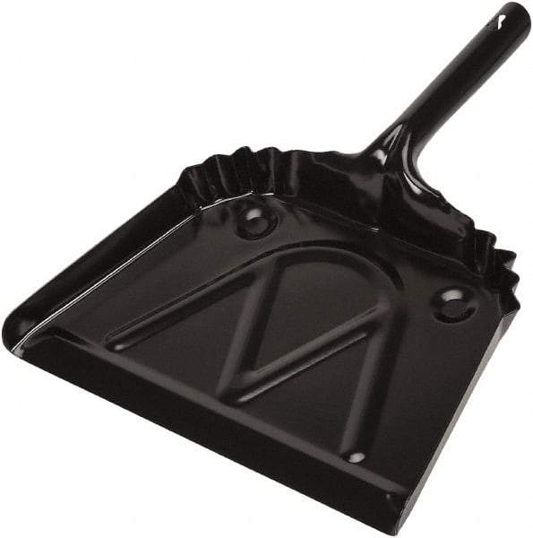 Harper Brush - 12" Wide x 7" Deep x 4" High Handheld Dustpan - Metal Body, 6" Handle, Black - A1 Tooling