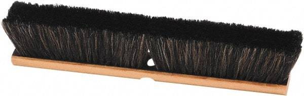 Harper Brush - 18" Smooth Surface Horsehair Push Broom - 3" Bristle Length, Wood Block, Threaded Handle Connection, Handle Sold Separately - A1 Tooling