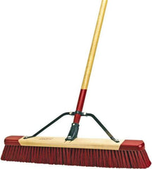 Harper Brush - 24" Rough Surface Synthetic Push Broom - 3" Bristle Length, Wood Block, Bolt-On Handle Connection, Handle Included - A1 Tooling