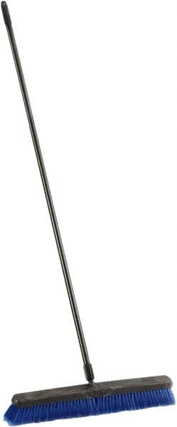 Harper Brush - 24" Medium Duty Synthetic Push Broom - 3" Bristle Length, Plastic Block, Threaded Handle Connection, Handle Included - A1 Tooling