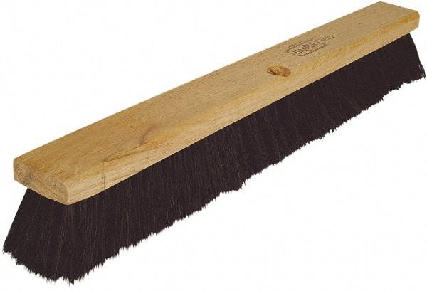 Harper Brush - 18" Medium Duty Tampico Push Broom - 3" Bristle Length, Wood Block, Threaded Handle Connection, Handle Sold Separately - A1 Tooling