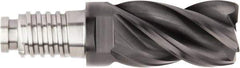 Kennametal - 3/4" Diam, 1-1/8" LOC, 4 Flute, 0.12" Corner Radius End Mill Head - Solid Carbide, AlTiN Finish, Duo-Lock 20 Connection, Spiral Flute, 37 & 39° Helix, Centercutting - A1 Tooling