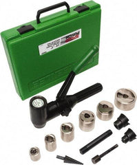 Greenlee - 19 Piece, .885 to 2.416" Punch Hole Diam, Hydraulic Knockout Set - Round Punch, 10 Gage Steel - A1 Tooling