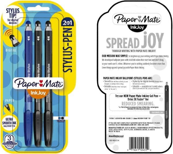 Paper Mate - 1mm Ball Point Ball Point Pen with Stylus - Black & Blue - A1 Tooling