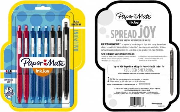 Paper Mate - 1mm Ball Point Retractable Ball Point Pen - Red, Blue & Black - A1 Tooling