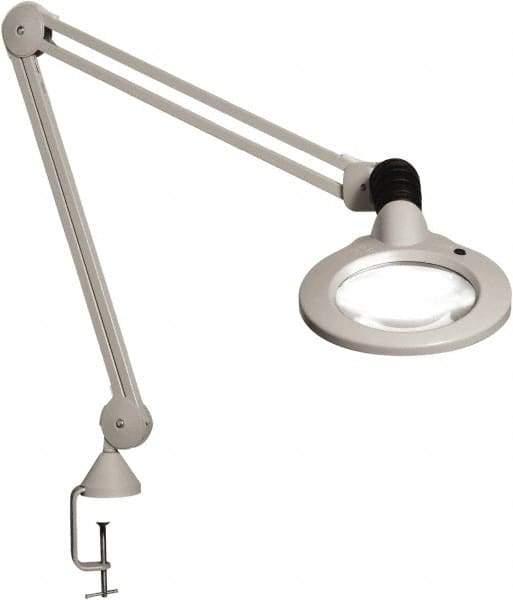 Vision Engineering - 45" Arm, Spring Suspension, Clamp Mount, LED, Light Gray, Magnifying Task Light - 9 Watts, 120 Volts, 2.25x Magnification - A1 Tooling