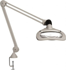 Vision Engineering - 30" Arm, Spring Suspension, Clamp Mount, LED, Light Gray, Magnifying Task Light - 6 Watts, 120 Volts, 2.25x Magnification - A1 Tooling