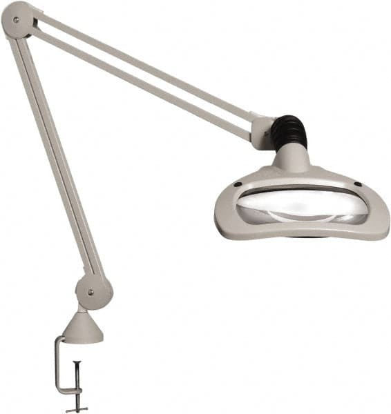 Vision Engineering - 45" Arm, Spring Suspension, Clamp Mount, LED, Light Gray, Magnifying Task Light - 6 Watts, 120 Volts, 2.25x Magnification - A1 Tooling