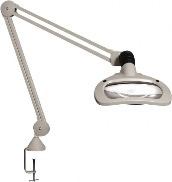 Vision Engineering - 30" Arm, Spring Suspension, Clamp Mount, LED, Light Gray, Magnifying Task Light - 6 Watts, 120 Volts, 1.88x Magnification - A1 Tooling