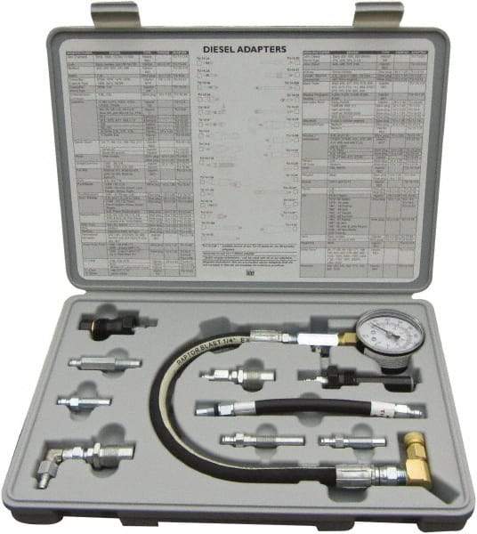 Lang - 10 Piece Dial Engine Compression Test Kit - 1,000 Max Pressure, PSI Scale - A1 Tooling