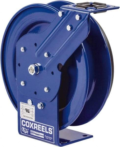 CoxReels - 10 AWG, 50' Cable Length, Cord & Cable Reel without Cable - 0 Outlets, 35 Amps, 115 Volts, SO Cable, Blue Reel, Spring Driven Reel - A1 Tooling