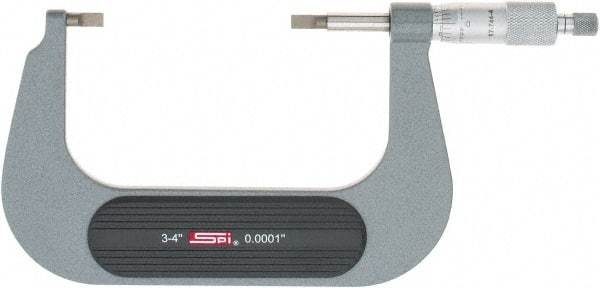 SPI - 3" to 4" Mechanical Painted Blade Micrometer - 0.0002" Accuracy, 0.03" Blade Thickness, Ratchet Stop Thimble - A1 Tooling