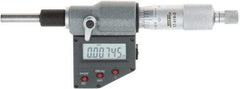 SPI - 0 to 25mm Range, 6.5mm Spindle Diameter, 28.5mm Spindle Length, 160mm OAL, Electronic Micrometer Head - 0.00005" Resolution, 0.0001" Accuracy, Carbide Measuring Face, Data Output - A1 Tooling