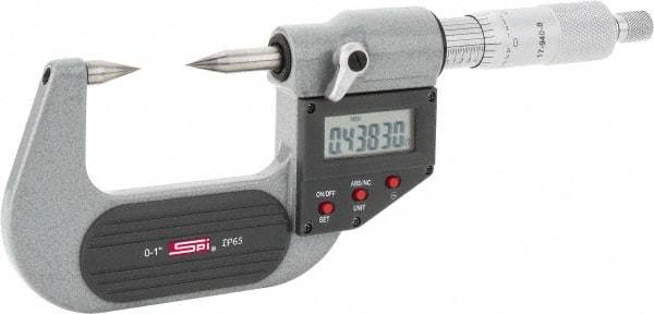 SPI - 1 Inch, Ratchet Stop, Electronic Point Micrometer - Accurate up to 0.0001 Inch, 30° Point Angle - A1 Tooling