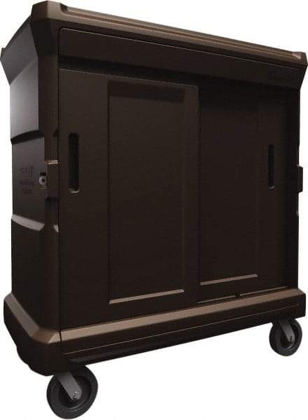 Made in USA - 56" Wide x 31" Long x 59" High Food Delivery System Cart - 2 Door, 132 Slot, Plastic, 2 Rigid/2 Swivel Casters - A1 Tooling