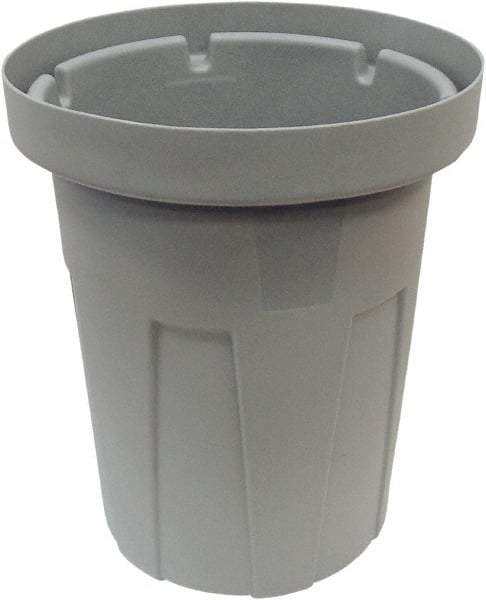 Made in USA - 40 Gal Gray Round Trash Can - Polyethylene, None Graphic, Lid Not Included - A1 Tooling