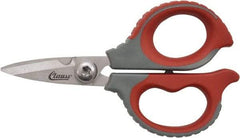 Clauss - 1/2" LOC, 6" OAL Stainless Steel High Leverage Scissors - Ambidextrous, Full Serrated, Glass-Filled Nylon Straight Handle, For Cutting, Electrical Use - A1 Tooling