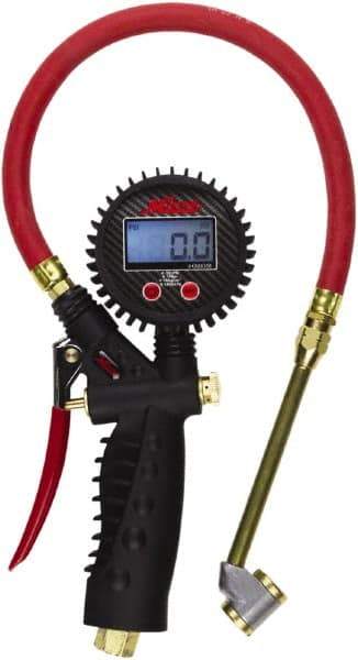 Milton - 0 to 255 psi Digital Large Bore Dual Head Tire Pressure Gauge - AAA Battery, 15' Hose Length - A1 Tooling