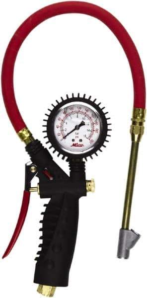 Milton - 0 to 230 psi Dial Straight Foot Dual Head Tire Pressure Gauge - 15' Hose Length - A1 Tooling