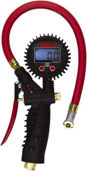 Milton - 0 to 255 psi Digital Ball Foot Tire Pressure Gauge - AAA Battery, 15' Hose Length - A1 Tooling