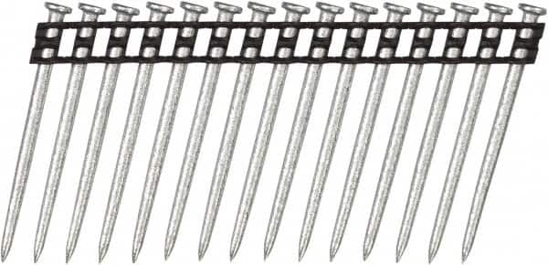 DeWALT - 10 Gauge 0.137" Shank Diam 2-1/4" Long Concrete Nails for Power Nailers - Steel, Zinc Finish, Smooth Shank, Angled Stick Plastic Collation, Round Head - A1 Tooling