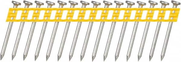 DeWALT - 13 Gauge 0.102" Shank Diam 1-1/2" Long Concrete Nails for Power Nailers - Steel, Zinc Finish, Smooth Shank, Angled Stick Plastic Collation, Round Head - A1 Tooling